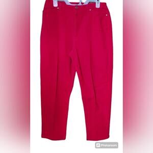 Crazy Horse Liz Claiborne Red Straight Leg Stain Resistant Women's Jeans-Size 12